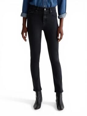 AG Adriano Goldschmied Mari Crop Women's 27 High Rise Slim Straight Black Jeans